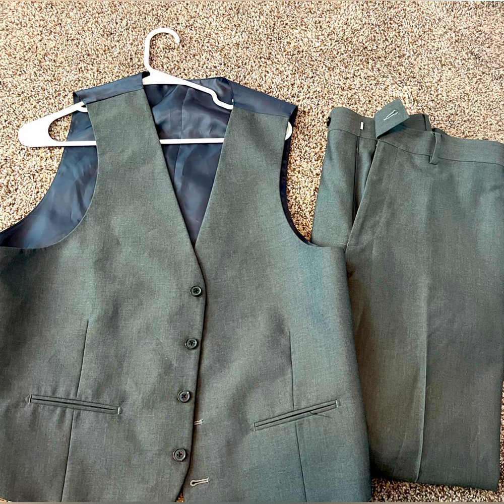 Gray suit vest and matching pants